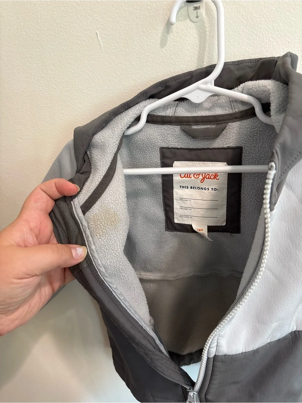 Cat & Jack 18 month Two-Tone Gray Hooded Jacket fleece lined lightweight